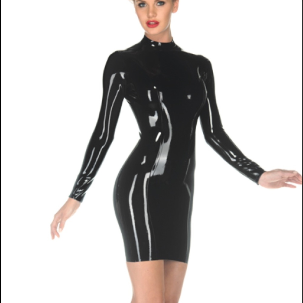 Libidex Custom made black long sleeve latex dress
